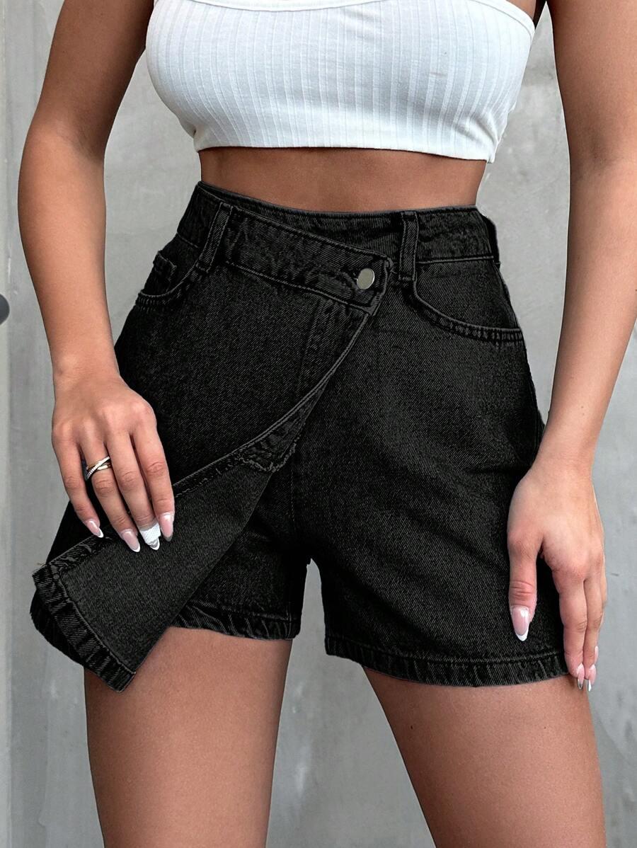 CZARNE SPODENKI JEANS