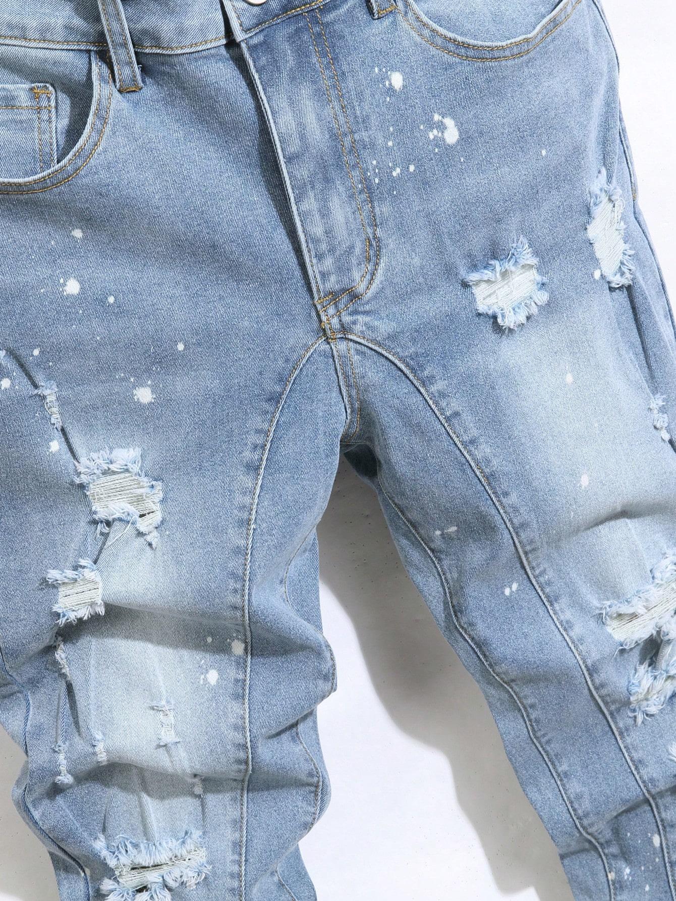 niebieskie spodnie jeans ripped