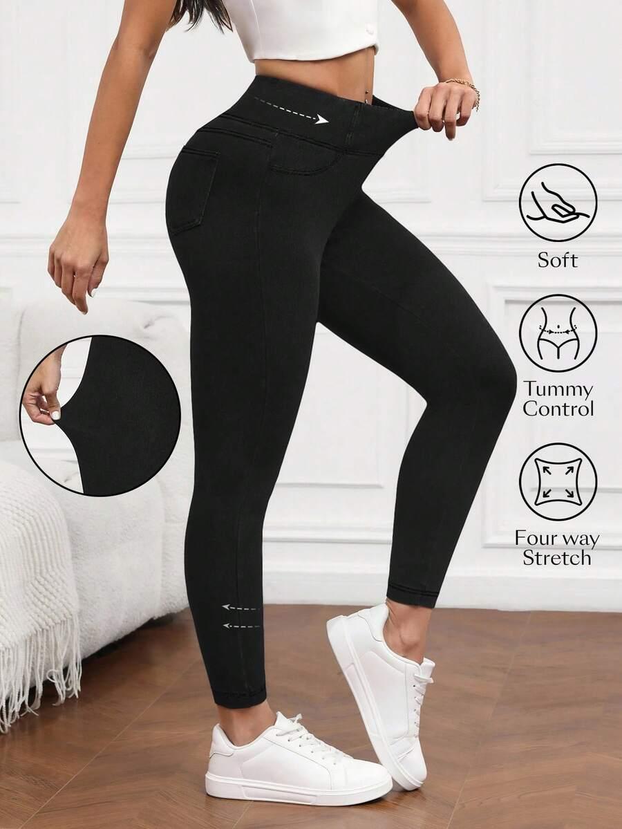 czarne legginsy kieszenie
