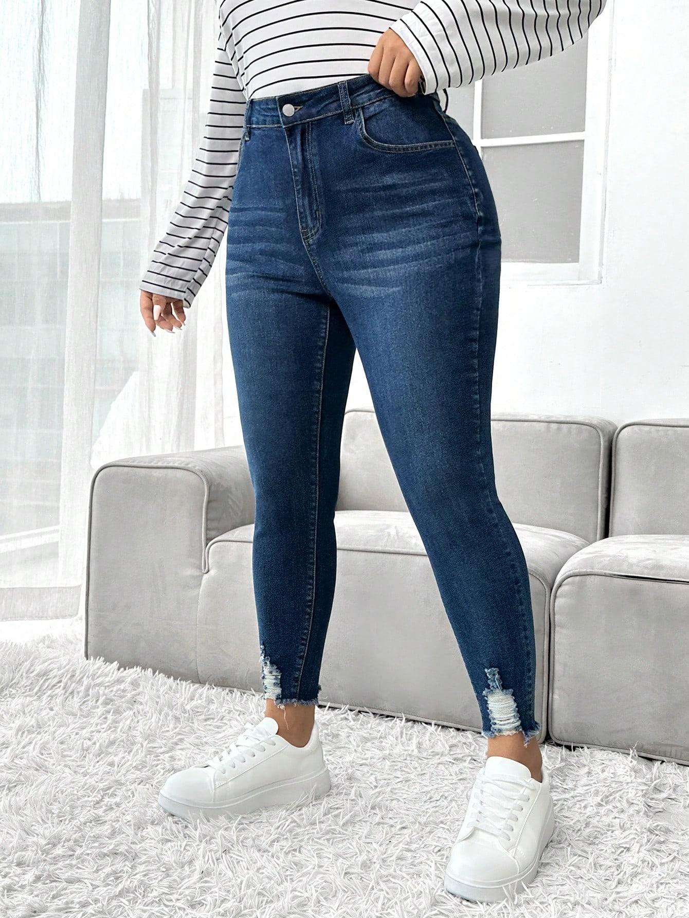 GRANATOWE SPODNIE JEANS
