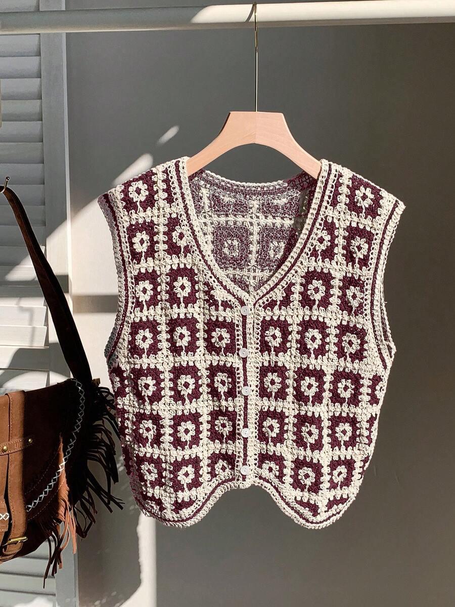 SWETER BEZ RĘKAWÓW wzór