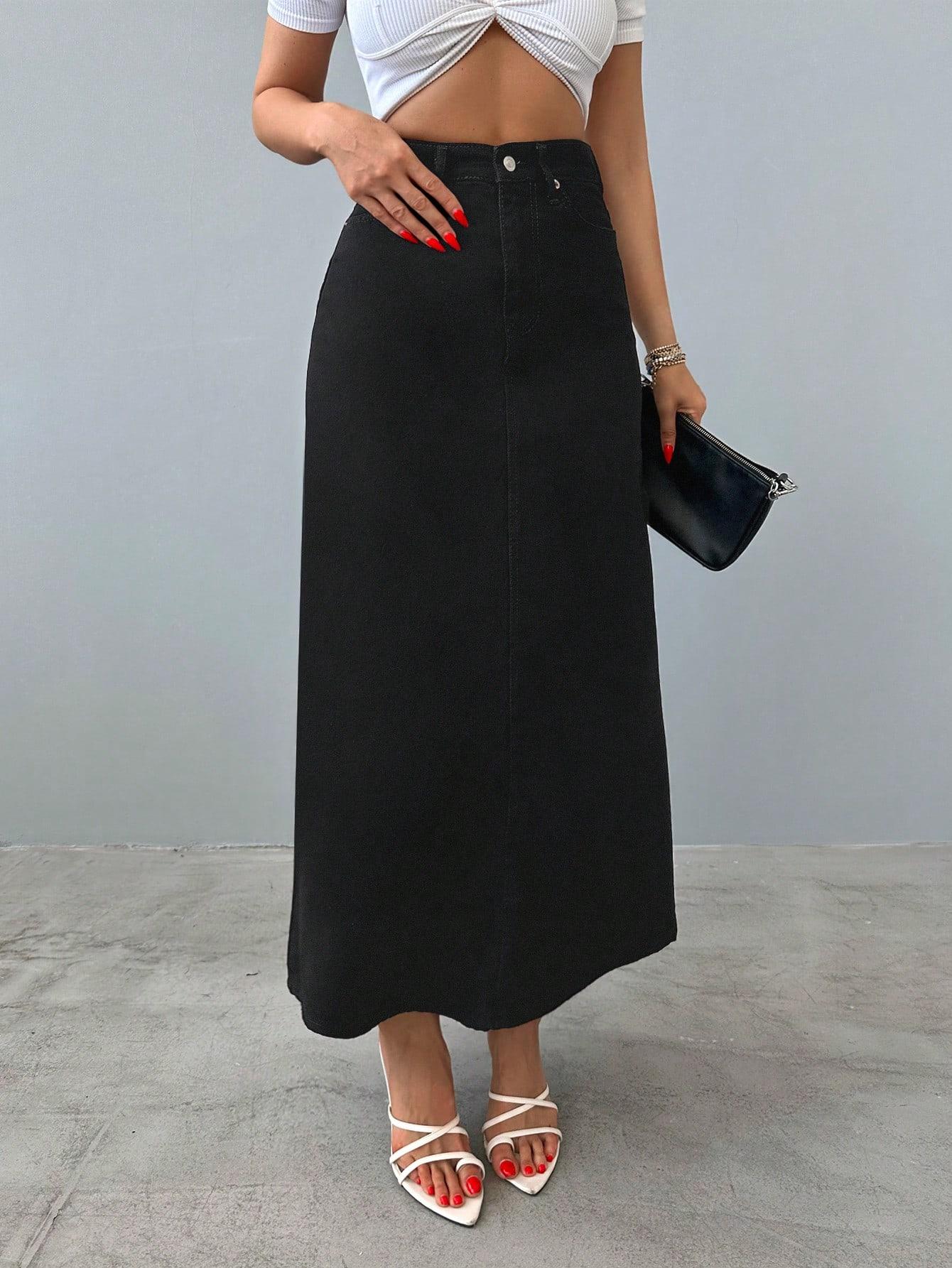 czarna spódnica jeans