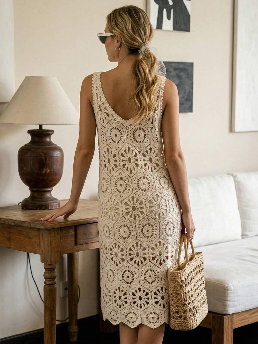 szydełkowa sukienka tunika plażowa boho