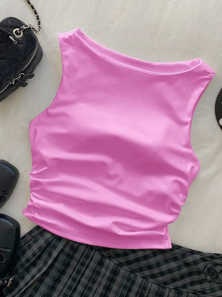 różowy top casual