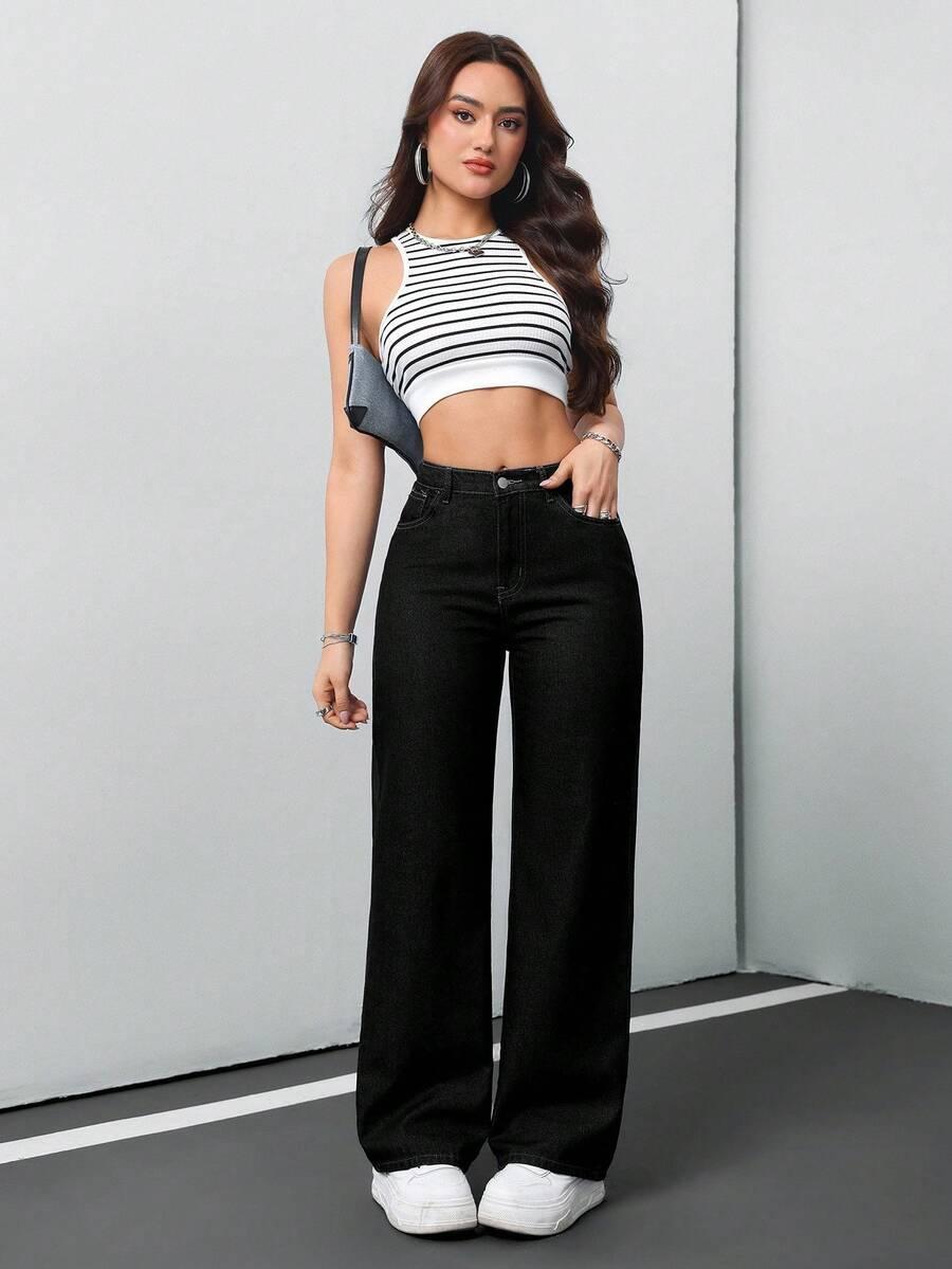 CZARNE SPODNIE JEANS