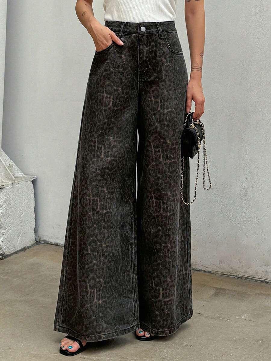 SZEROKIE SPODNIE leopard print