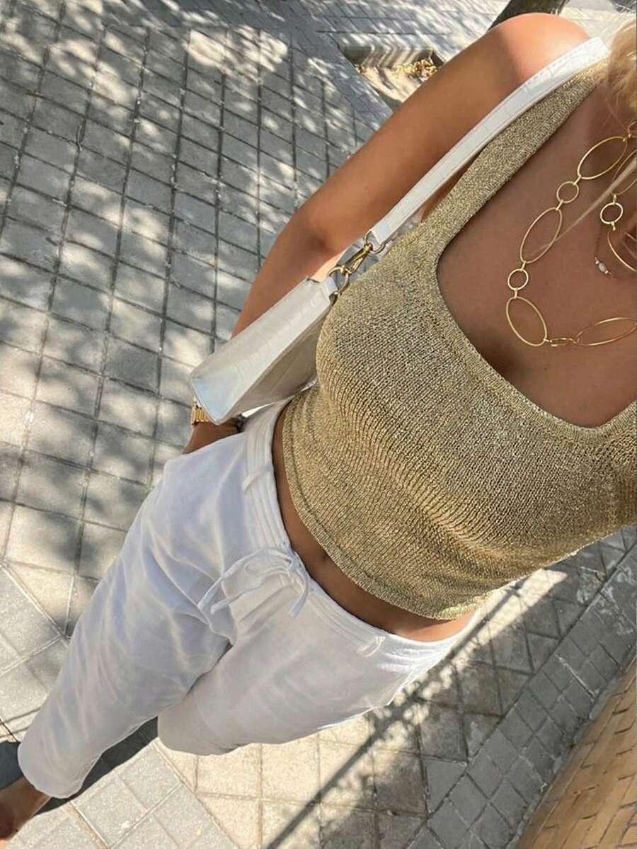 złoty dzianinowy top