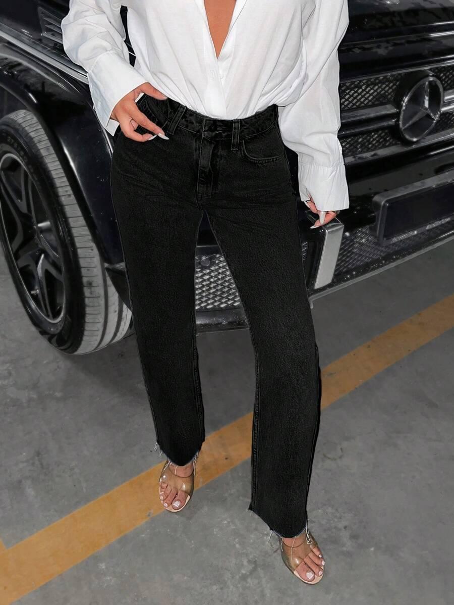 CZARNE SPODNIE JEANS