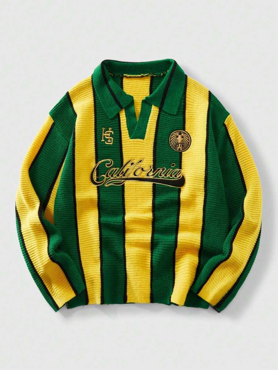 sweter w paski kołnierzyk
