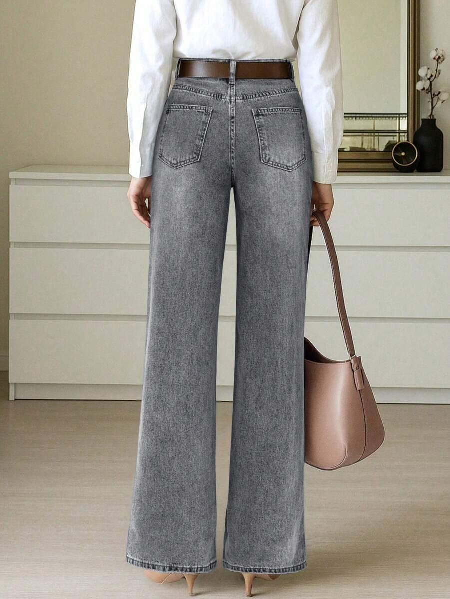 szare spodnie jeans wysoki stan