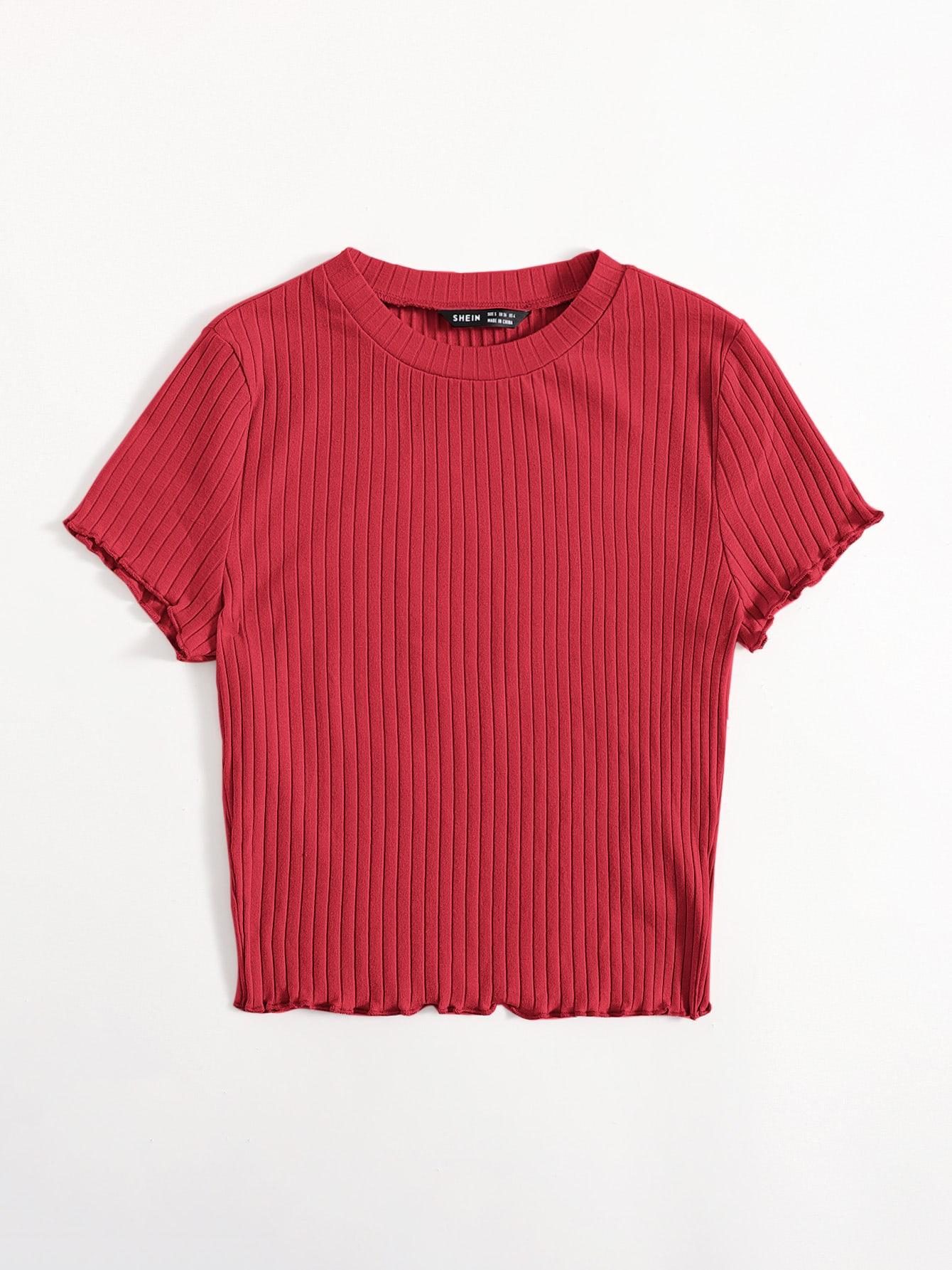 czerwony t-shirt prążkowany