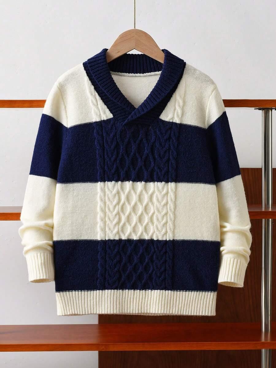 kolorowy sweter print paski 