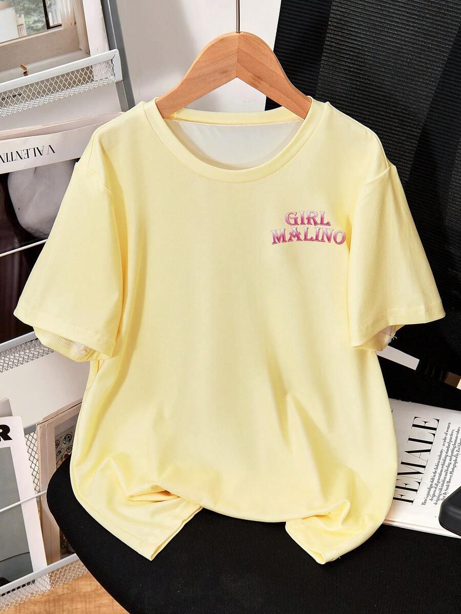 żółty t-shirt print
