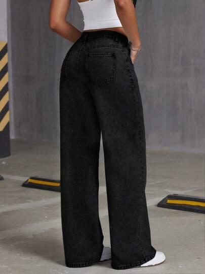 CZARNE SPODNIE JEANS