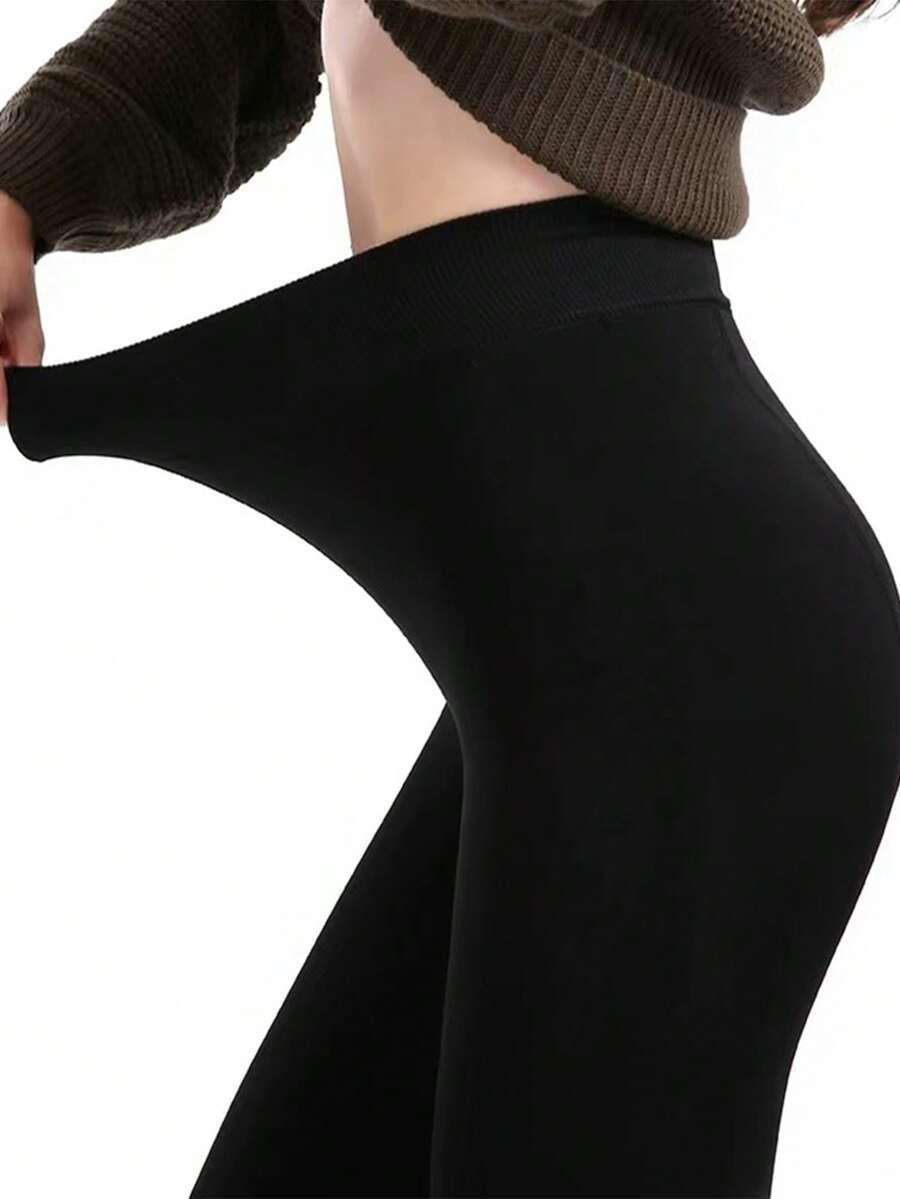 czarne ocieplane legginsy