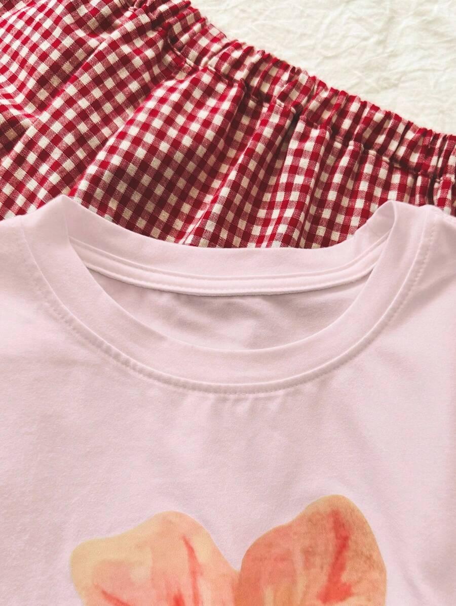 różowy top print kwiat 