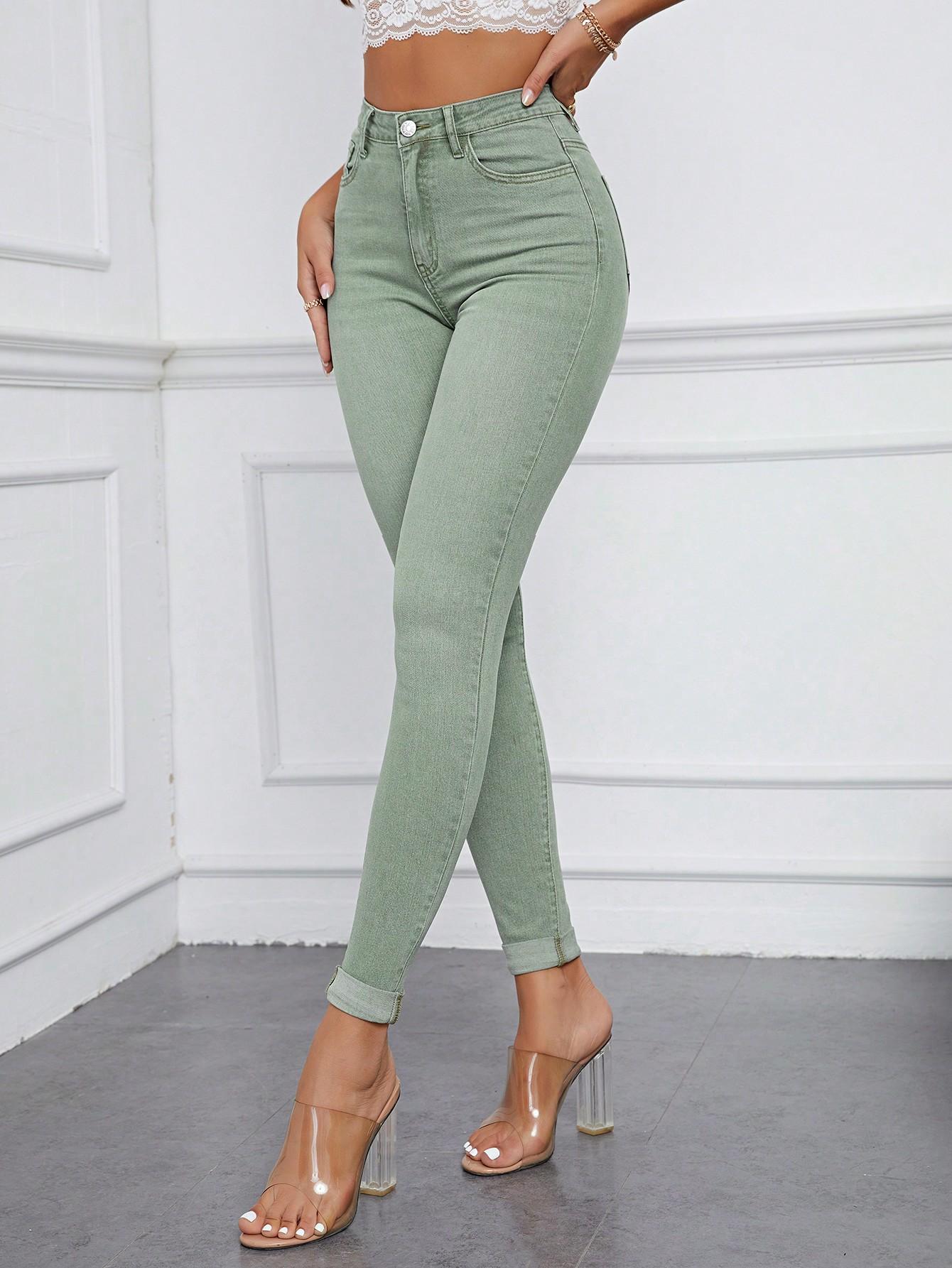 ZIELONE SPODNIE JEANS