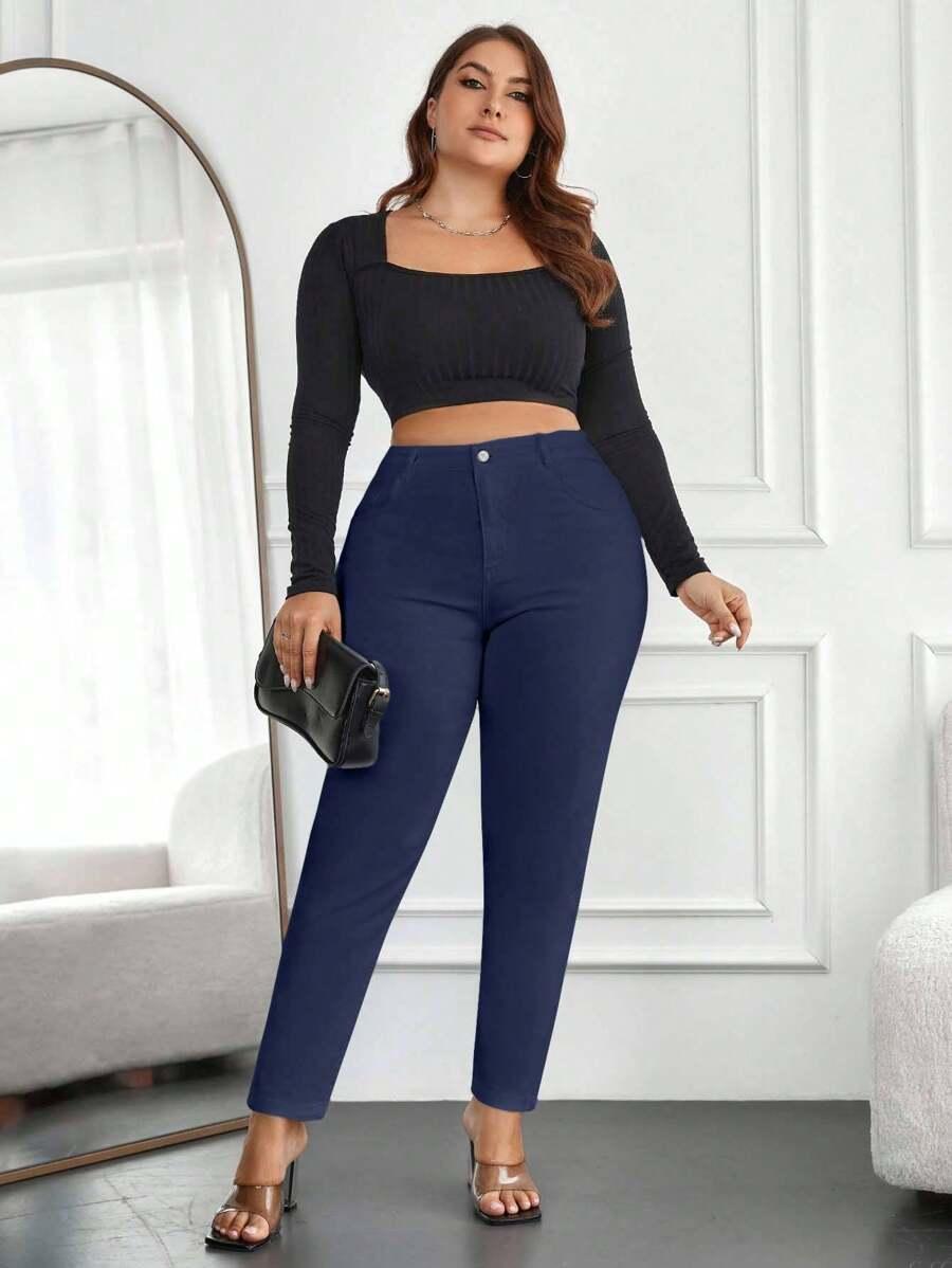 GRANATOWE SPODNIE JEANS