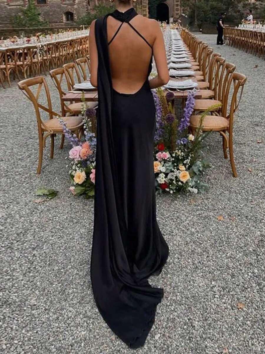 czarna maxi sukienka