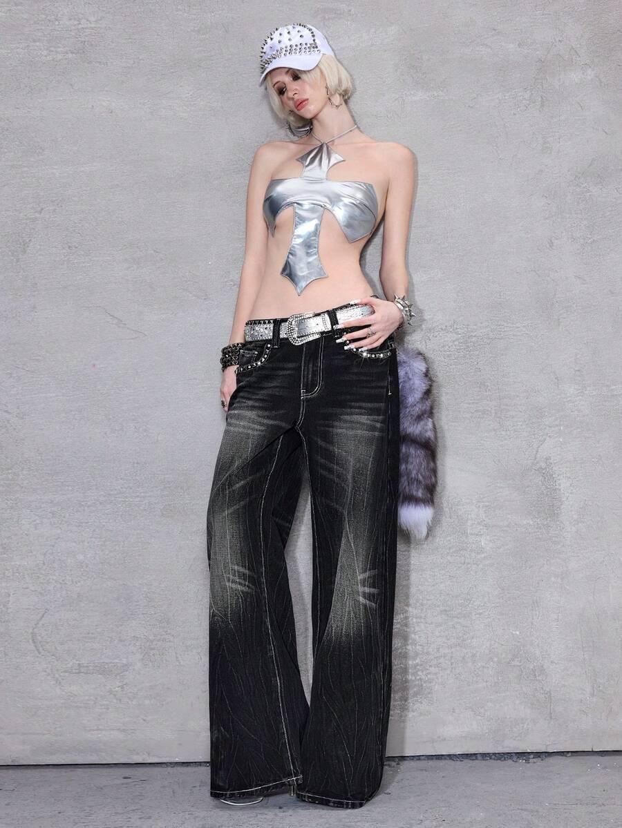 CZARNE SPODNIE JEANS