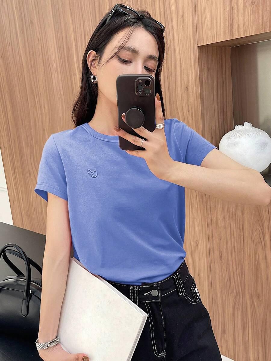 niebieski t-shirt casual