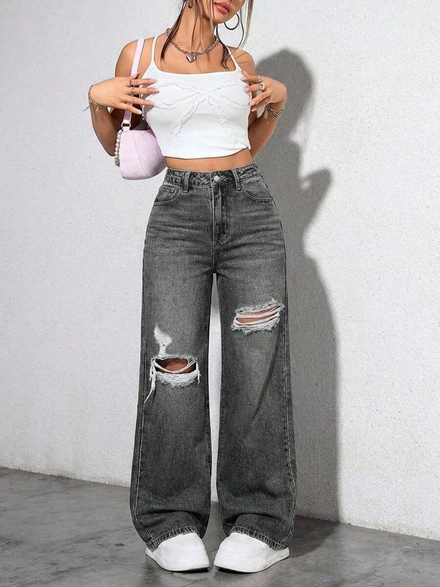 szare spodnie jeans