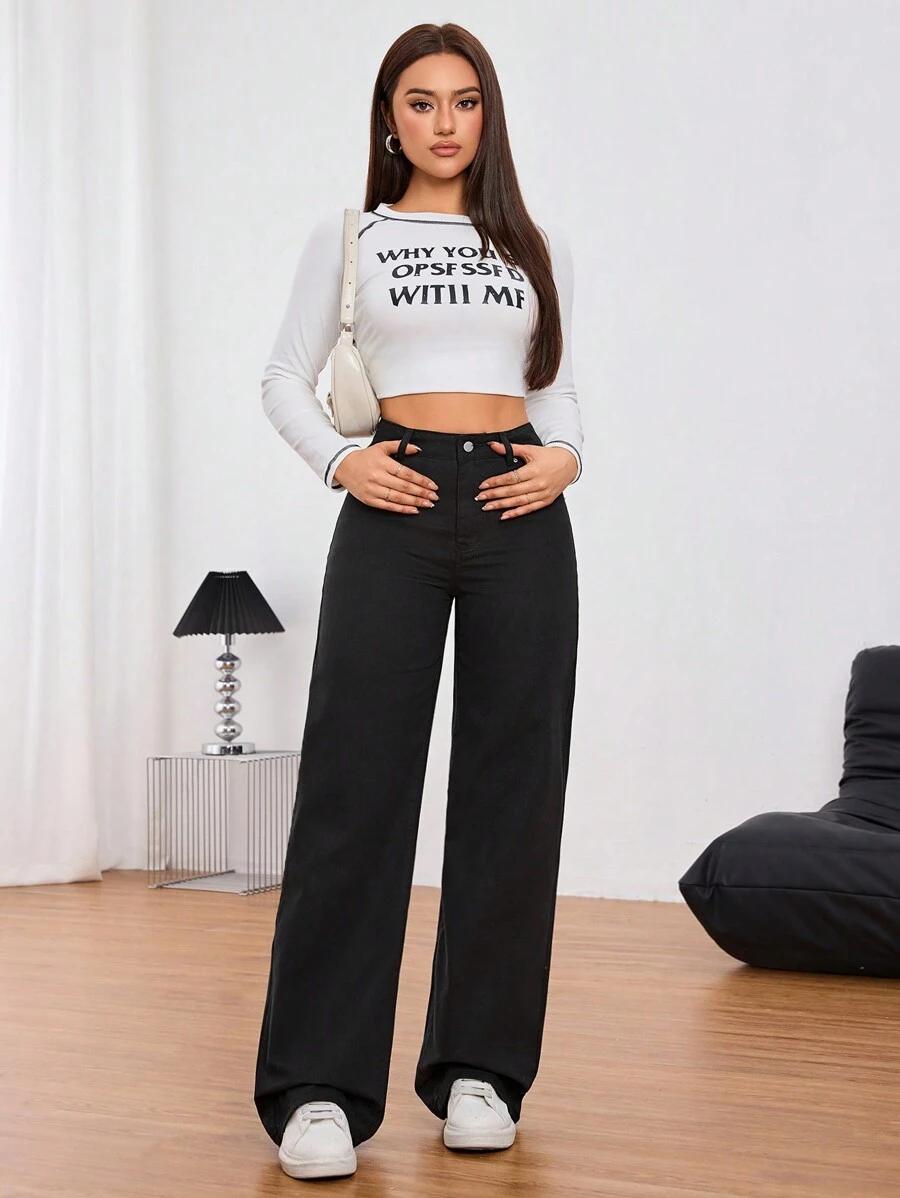 CZARNE SPODNIE JEANS