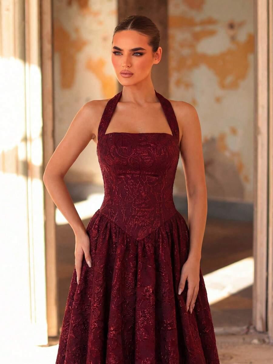 czerwona maxi sukienka