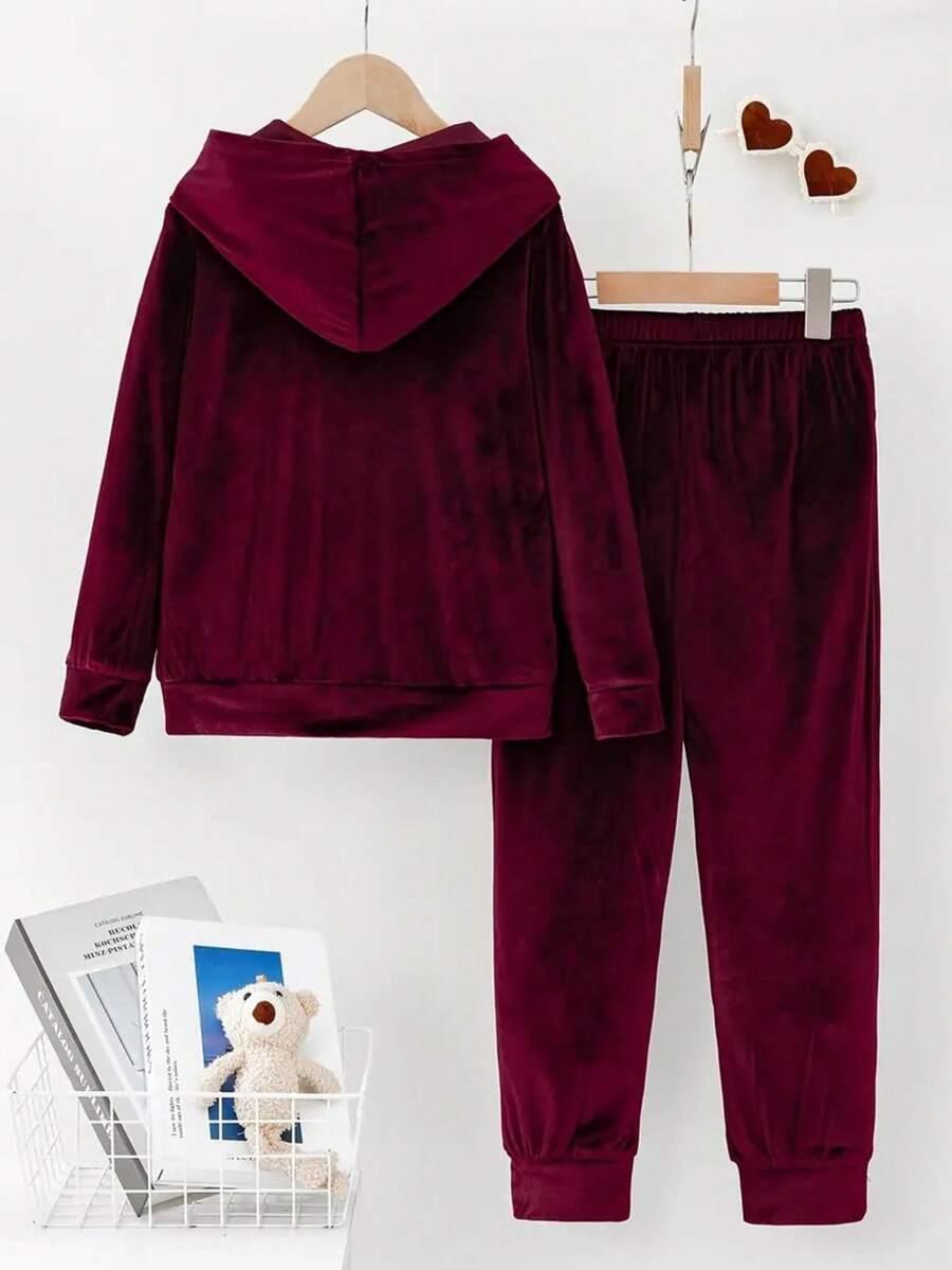 bordowy KOMPLET DRESOWY BLUZA SPODNIE 