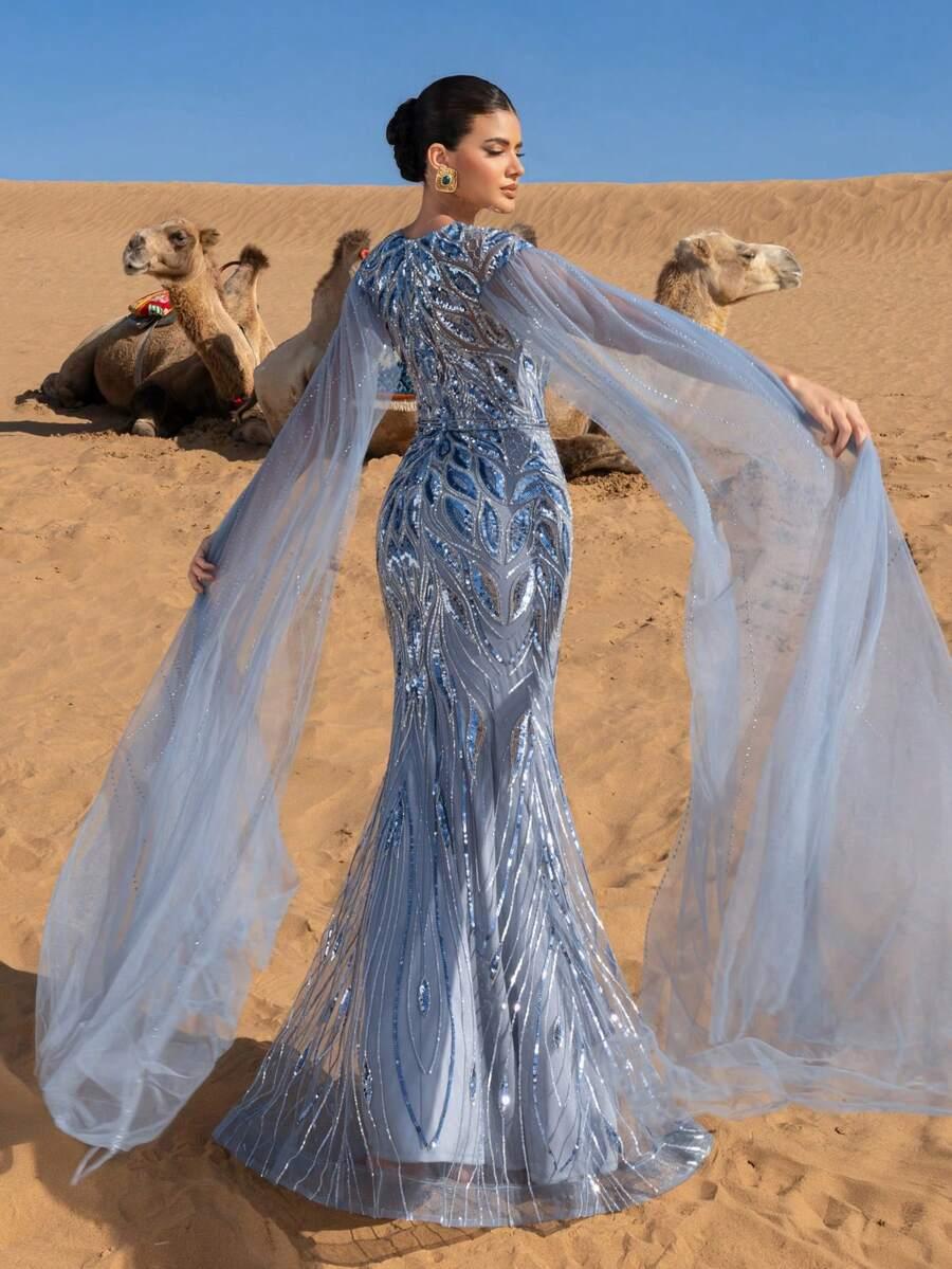niebieska maxi sukienka