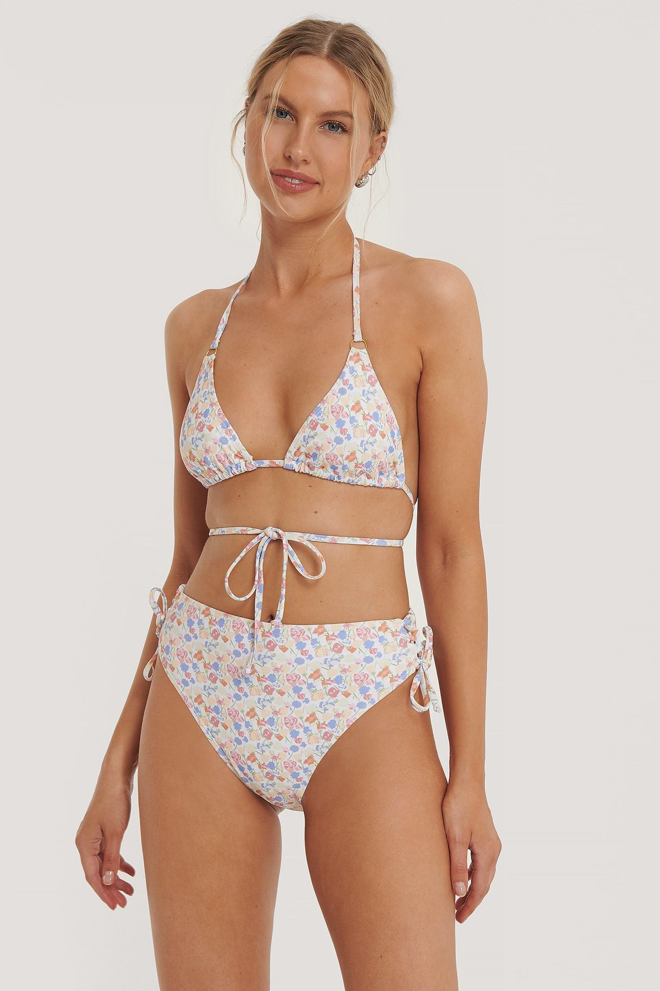 DÓŁ OD BIKINI KWIATY WIĄZANIE WYSOKI STAN