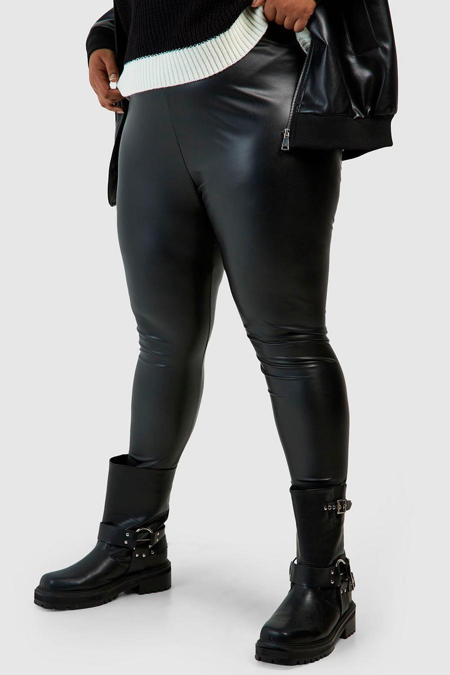 klasyczne czarne legginsy imitacja skóry