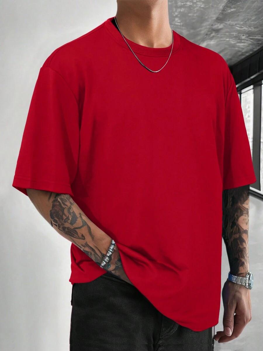 czerwony t-shirt casual 