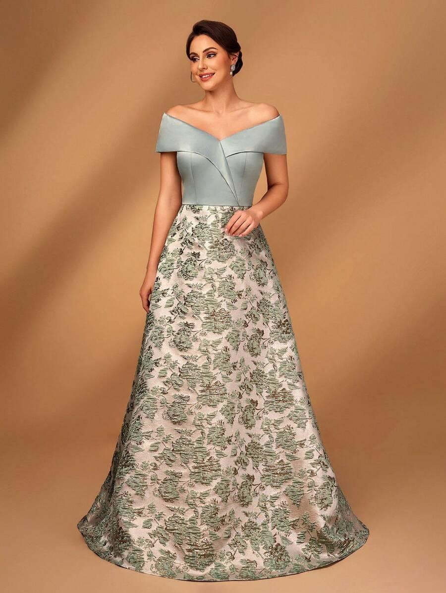  ELEGANCKA SATYNOWA SUKIENKA Z ODKRYTYMI RAMIONAMI