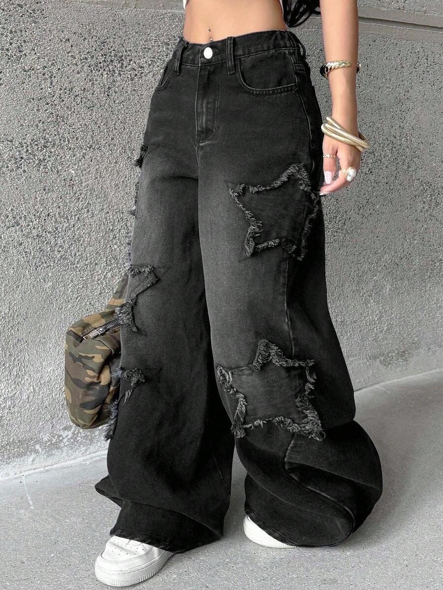 CZARNE SPODNIE JEANS