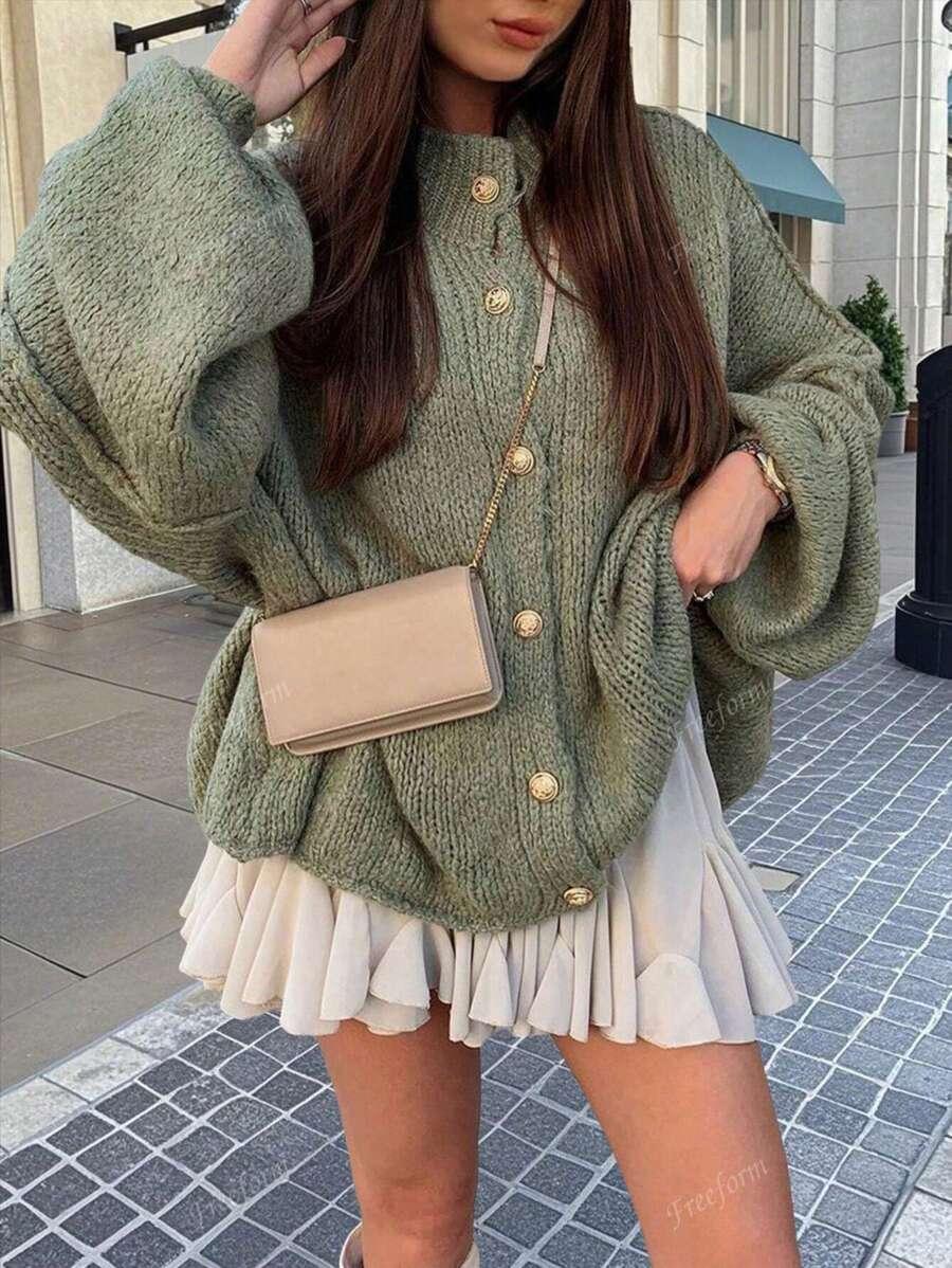 SWETER ROZPINANY Z SZEROKIMI RĘKAWAMI