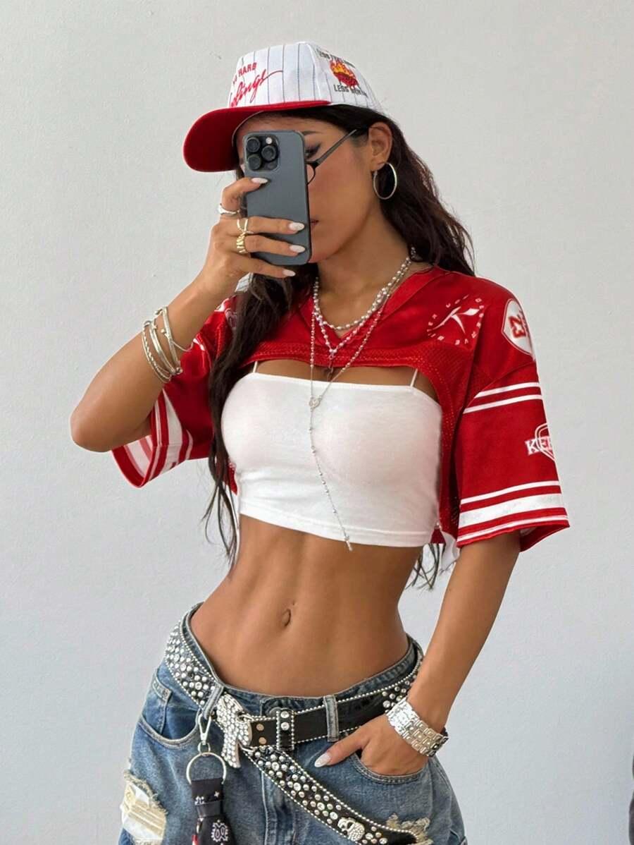 top z krótkim rękawem print