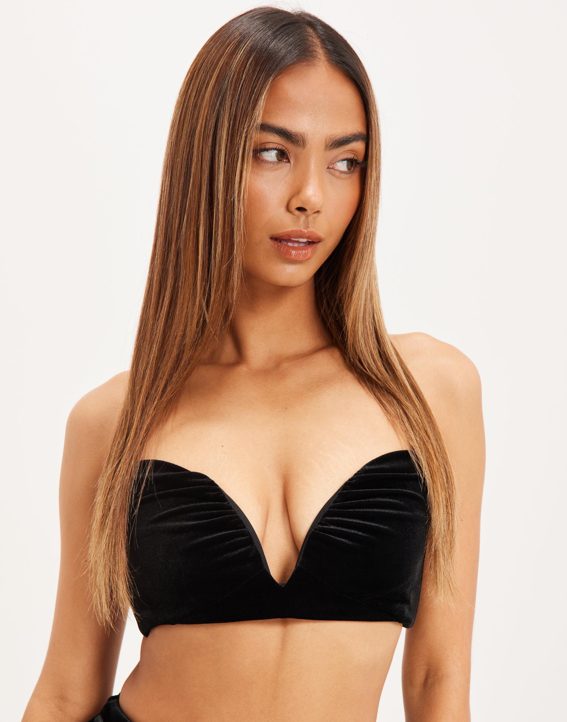 czarny bralet top welur