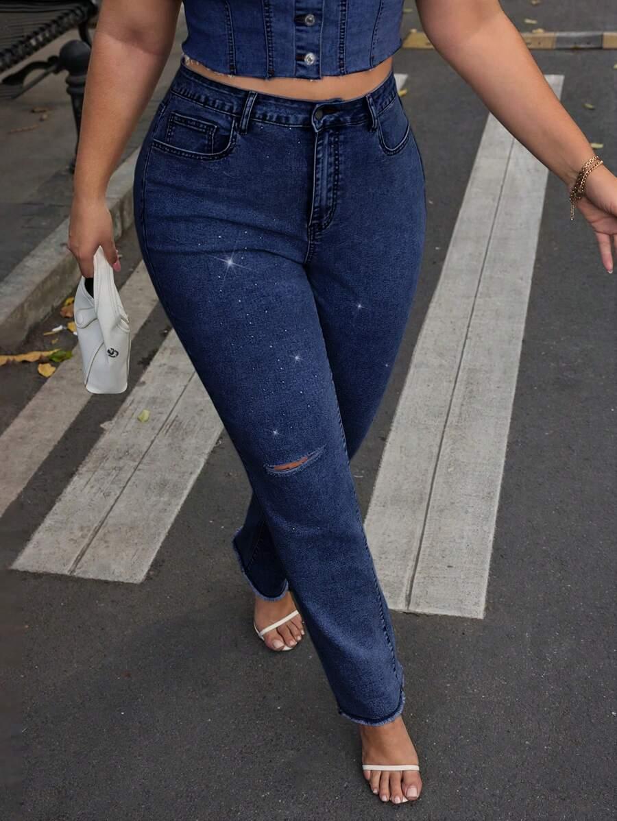 jeansowe spodnie ripped zdobienia 