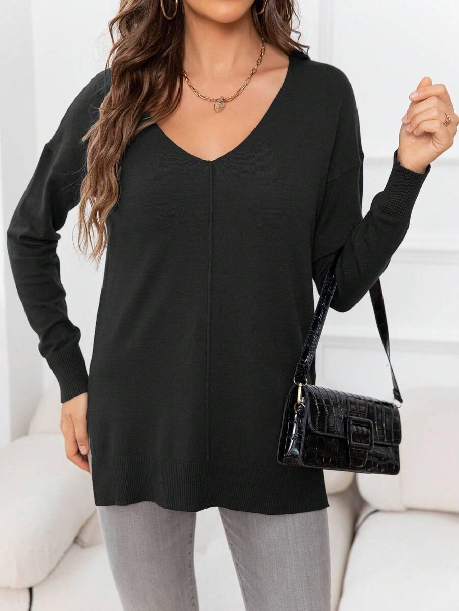 klasyczny czarny sweter v neck