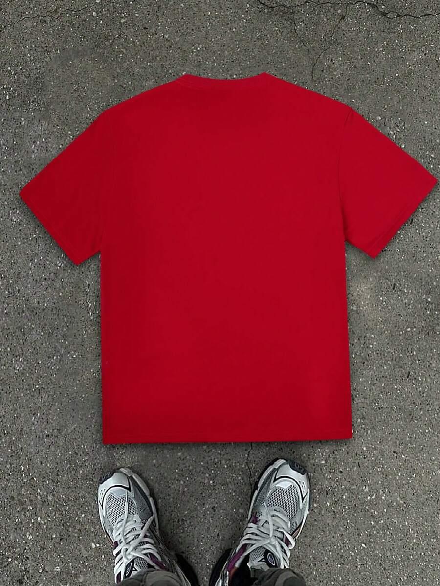 czerwony t-shirt casual 
