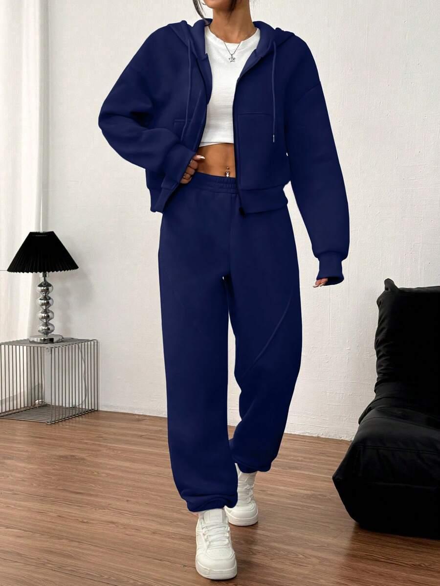 GRANATOWA BLUZA SPODNIE KOMPLET