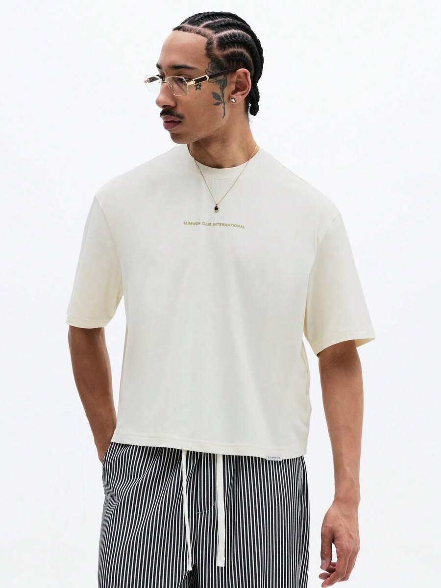 kremowy t-shirt nadruk