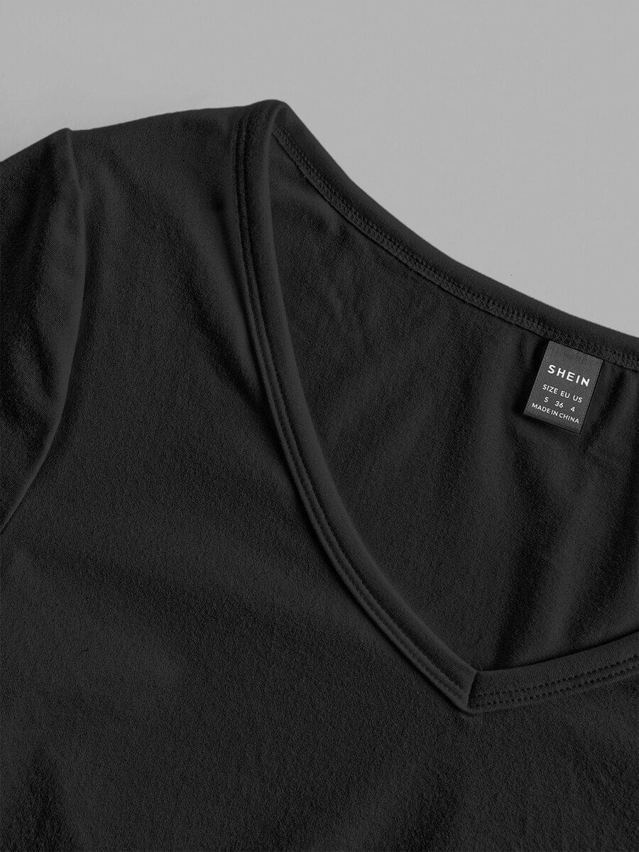 czarna bluzka v-neck