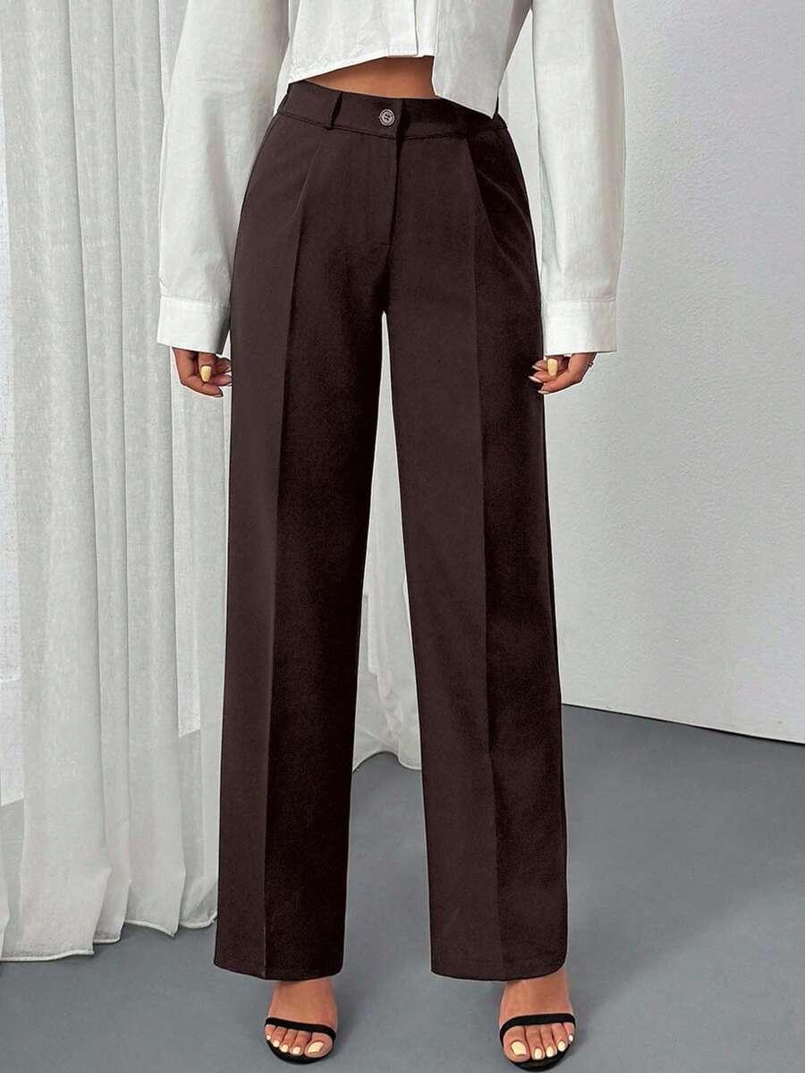 BRĄZOWE ELEGANCKIE SPODNIE