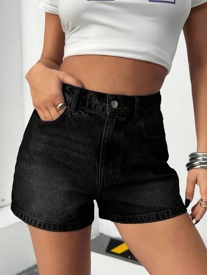 CZARNE SPODENKI JEANS