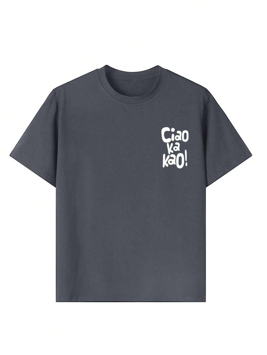 szary t-shirt print