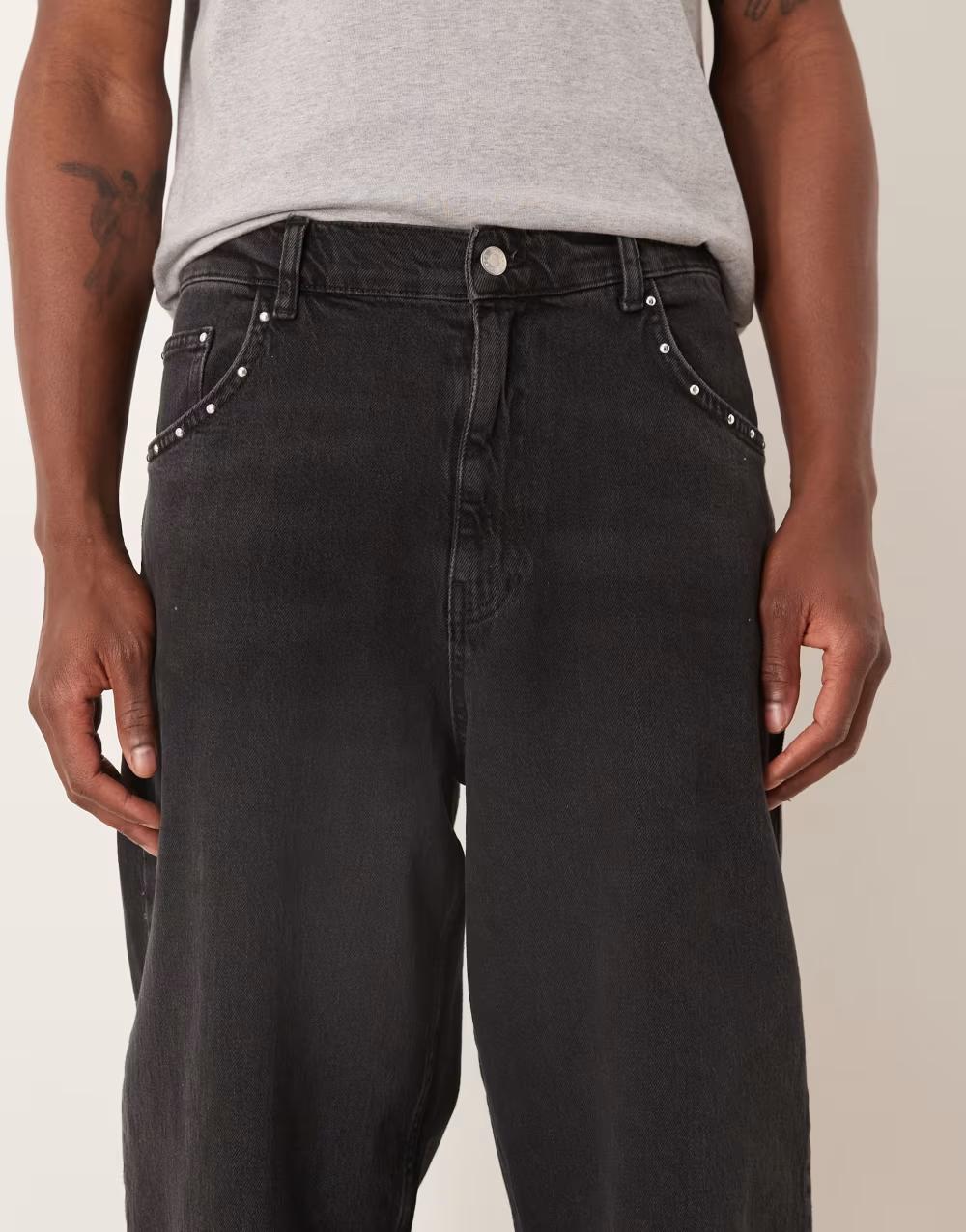 CZARNE SPODNIE JEANS