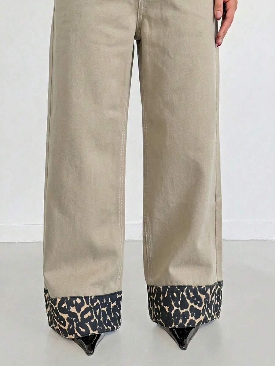 spodnie jeans animal print