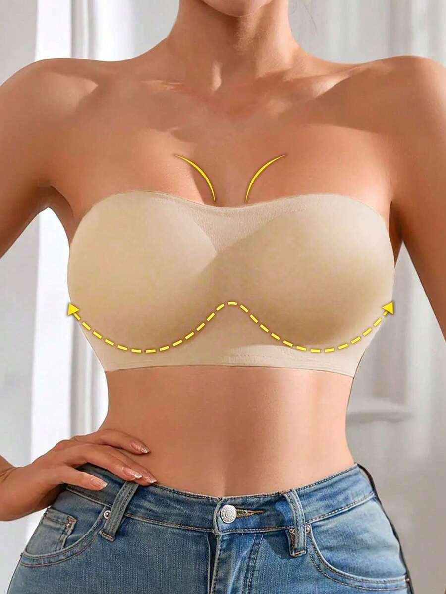 BEŻOWY BEZSZWOWY BIUSTONOSZ OPASKA